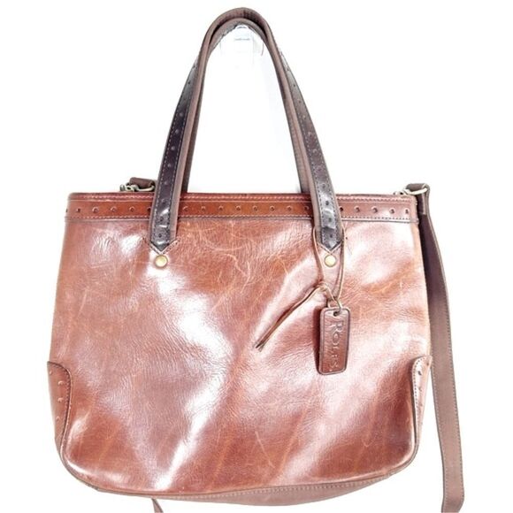 Rolfs Womens Crossbody Shoulder Handbag Non-Adjustable Straps Leather Brown - Picture 1 of 5